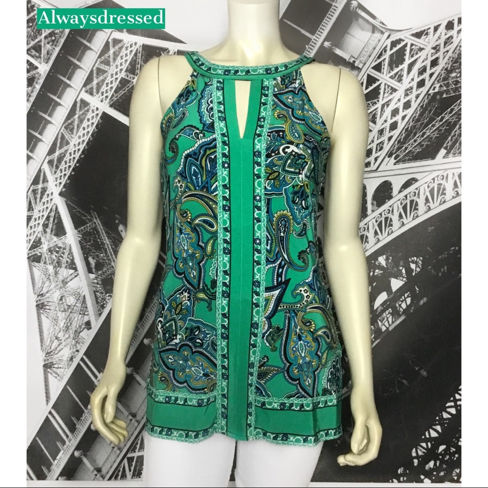 INC Paisley Print Keyhole Top